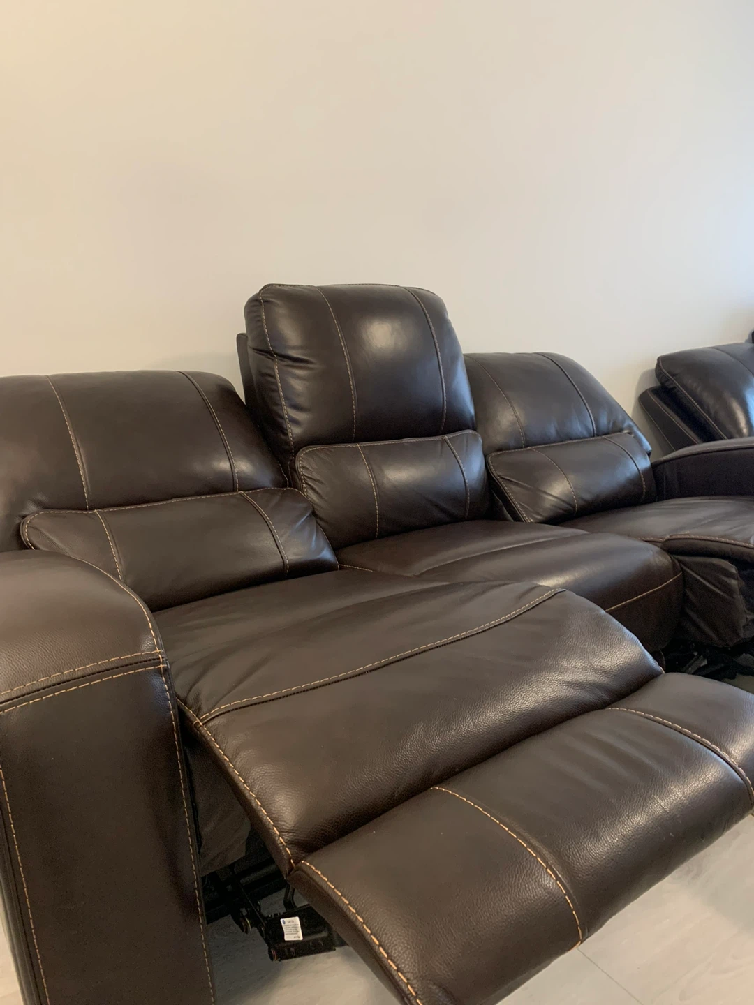 Brown Leather Power Reclining Sofa - photo 3