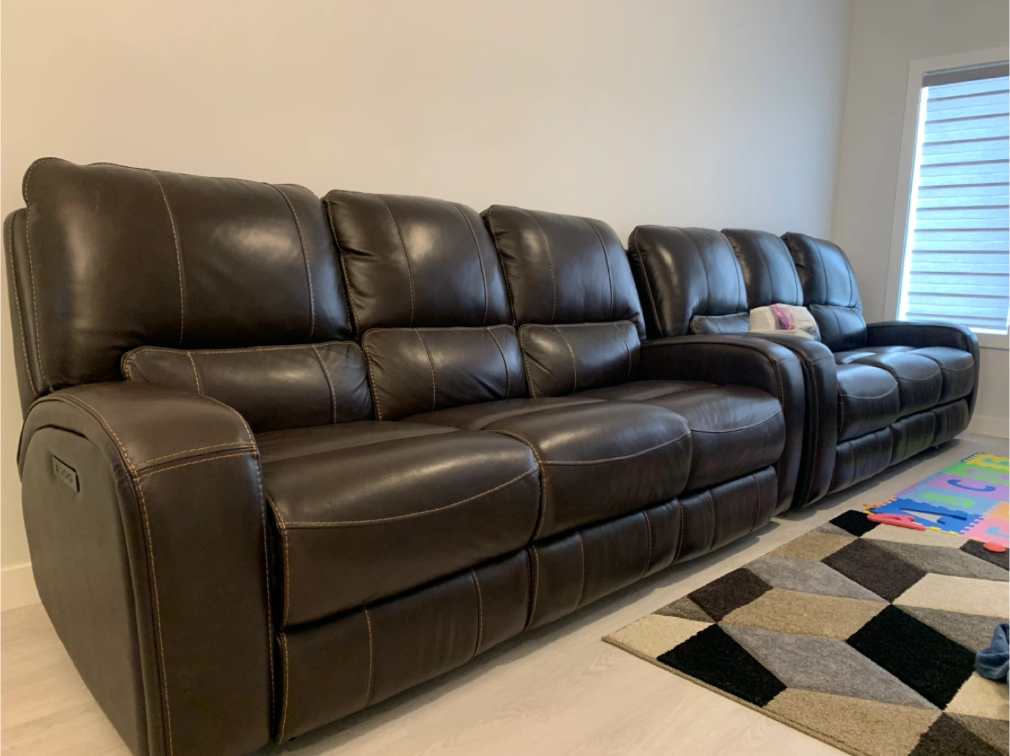 Brown Leather Power Reclining Sofa - photo 2