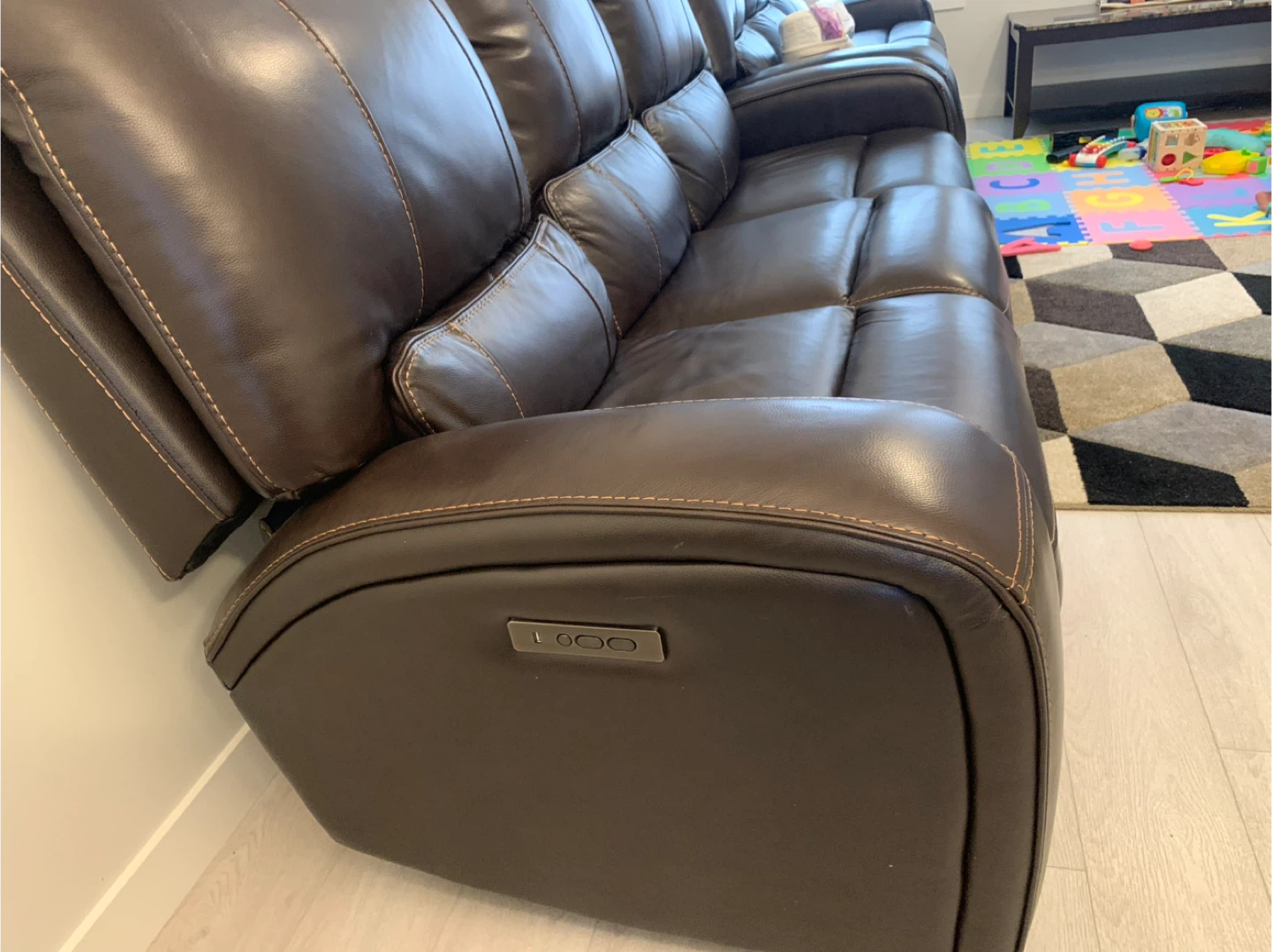 Brown Leather Power Reclining Sofa