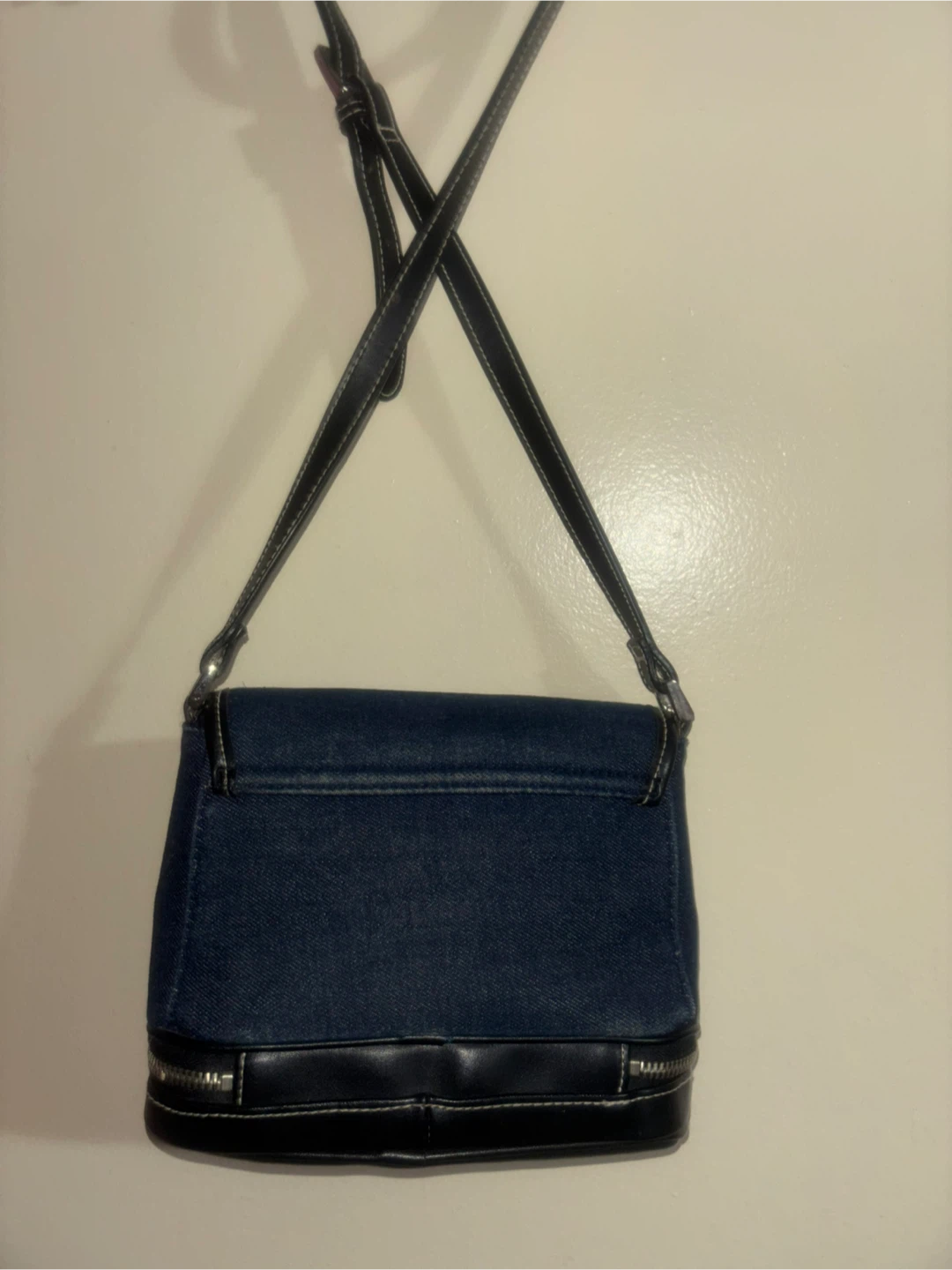 Denim Crossbody Bag with Black Trim - photo 3