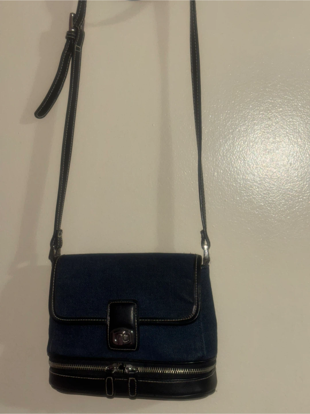 Denim Crossbody Bag with Black Trim - photo 4