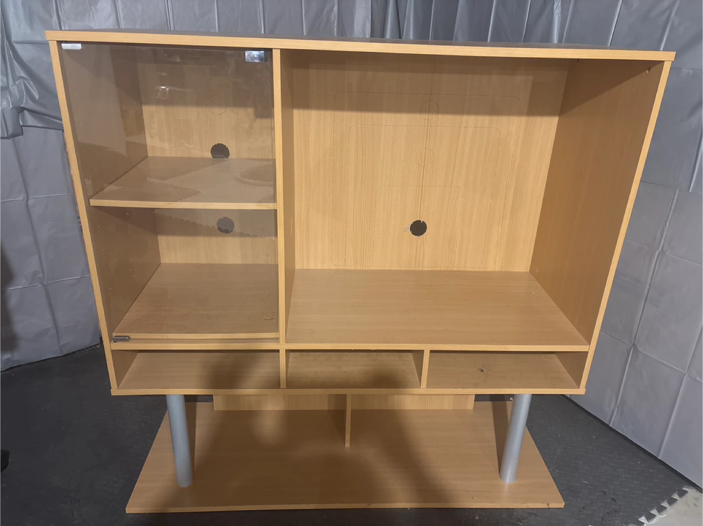 Wooden TV Stand with Shelves