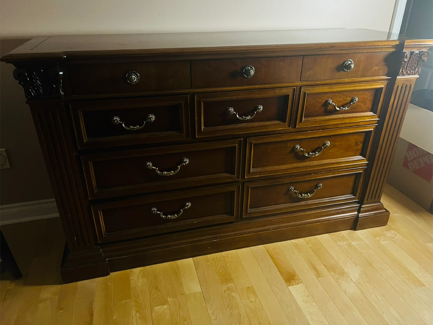 King size bed with side tables and dresser