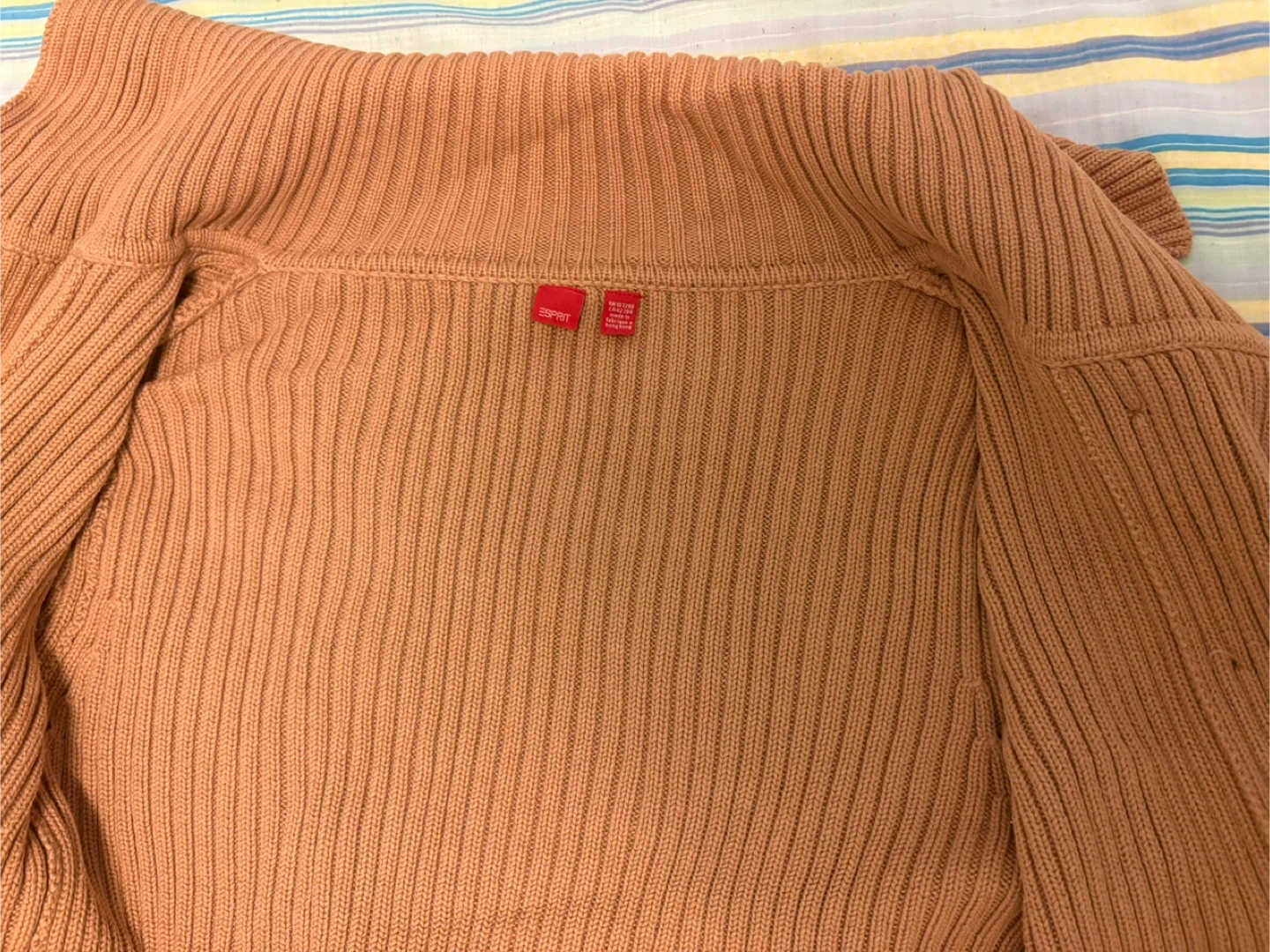 Esprit Tan Ribbed Knit Double-Breasted Cardigan🏆 - photo 3