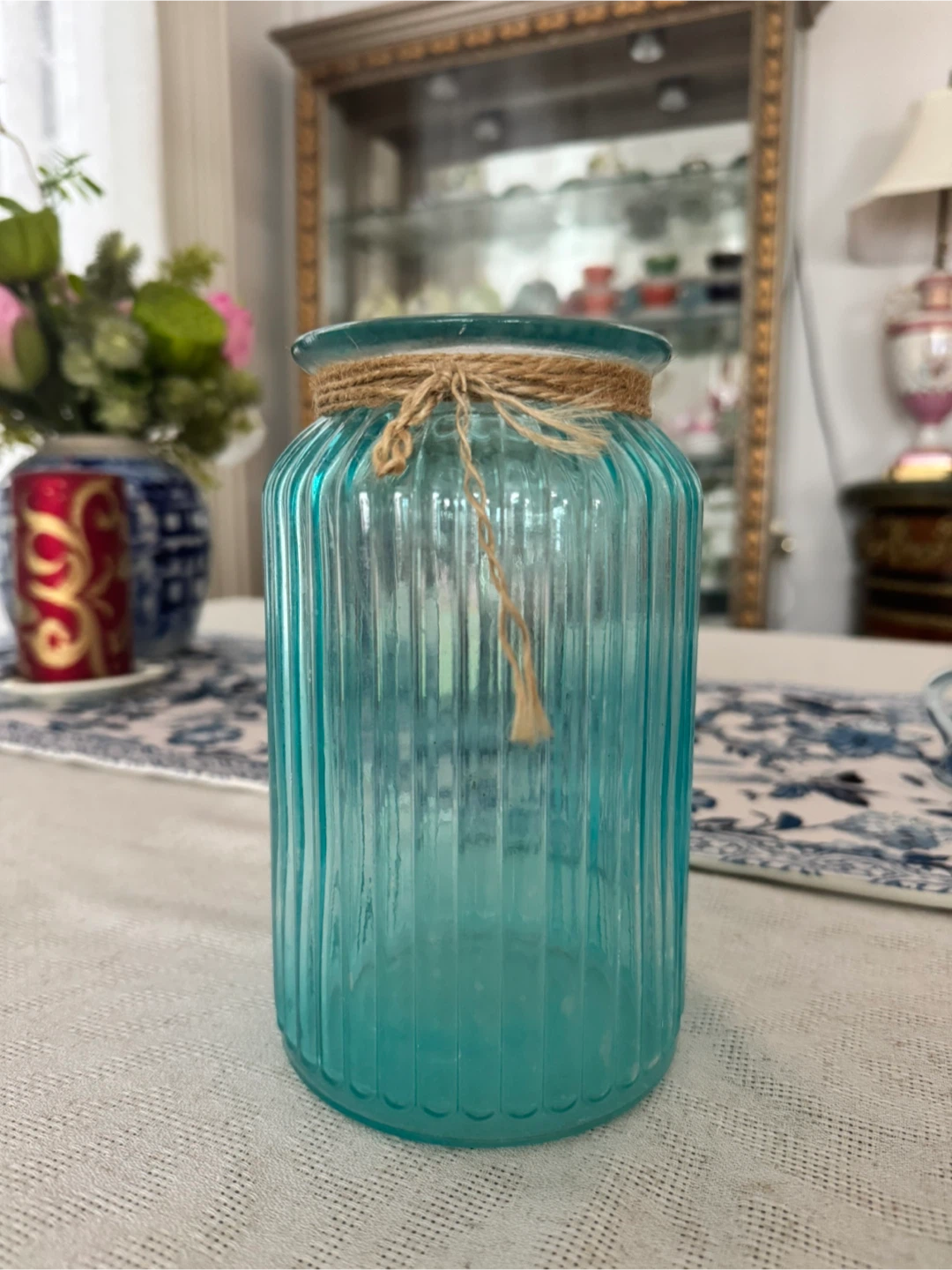 Two glass vases, teal and grey - photo 3