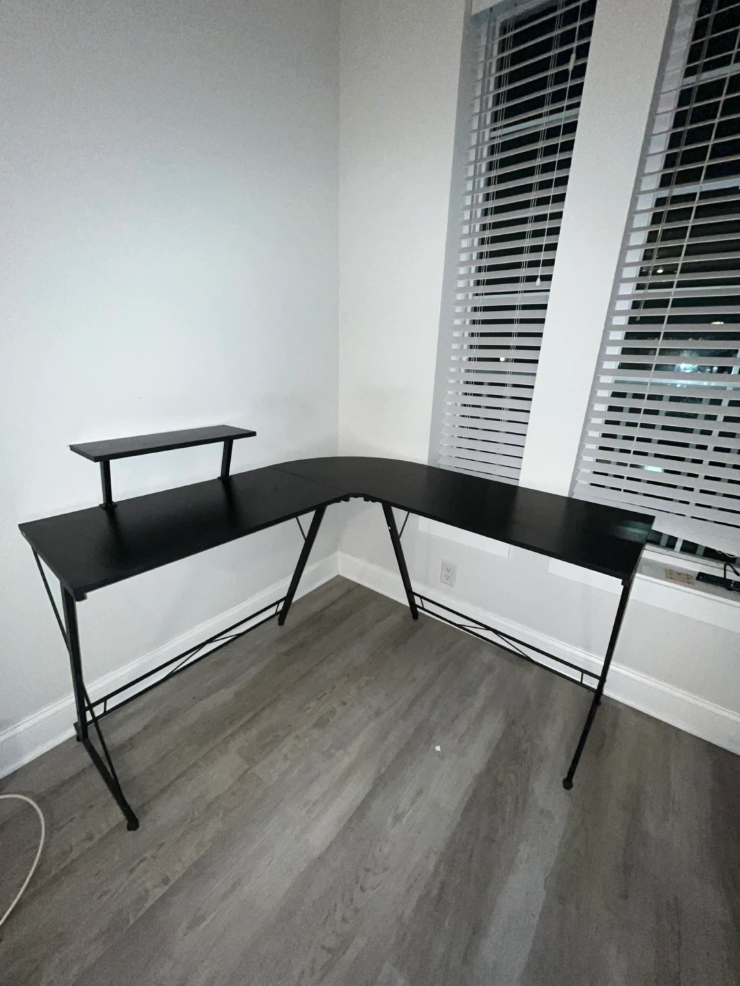 Black L-Shaped Corner Desk with Monitor Stand