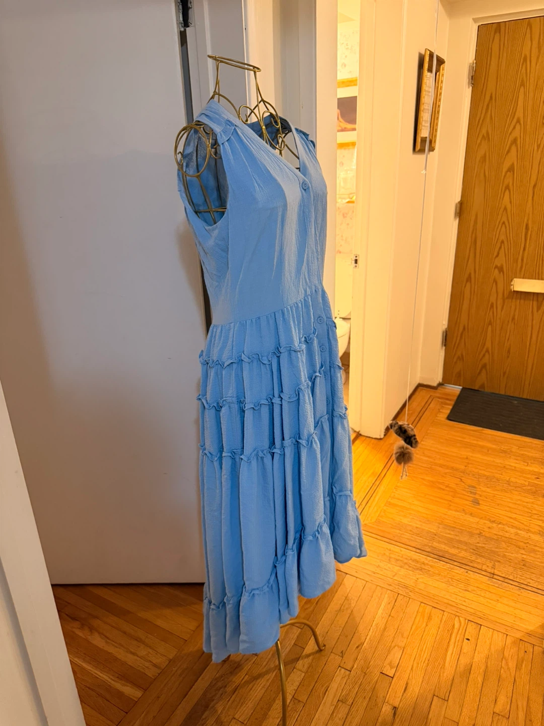 🏆Calvin Klein Blue Tiered Midi Dress Size 4