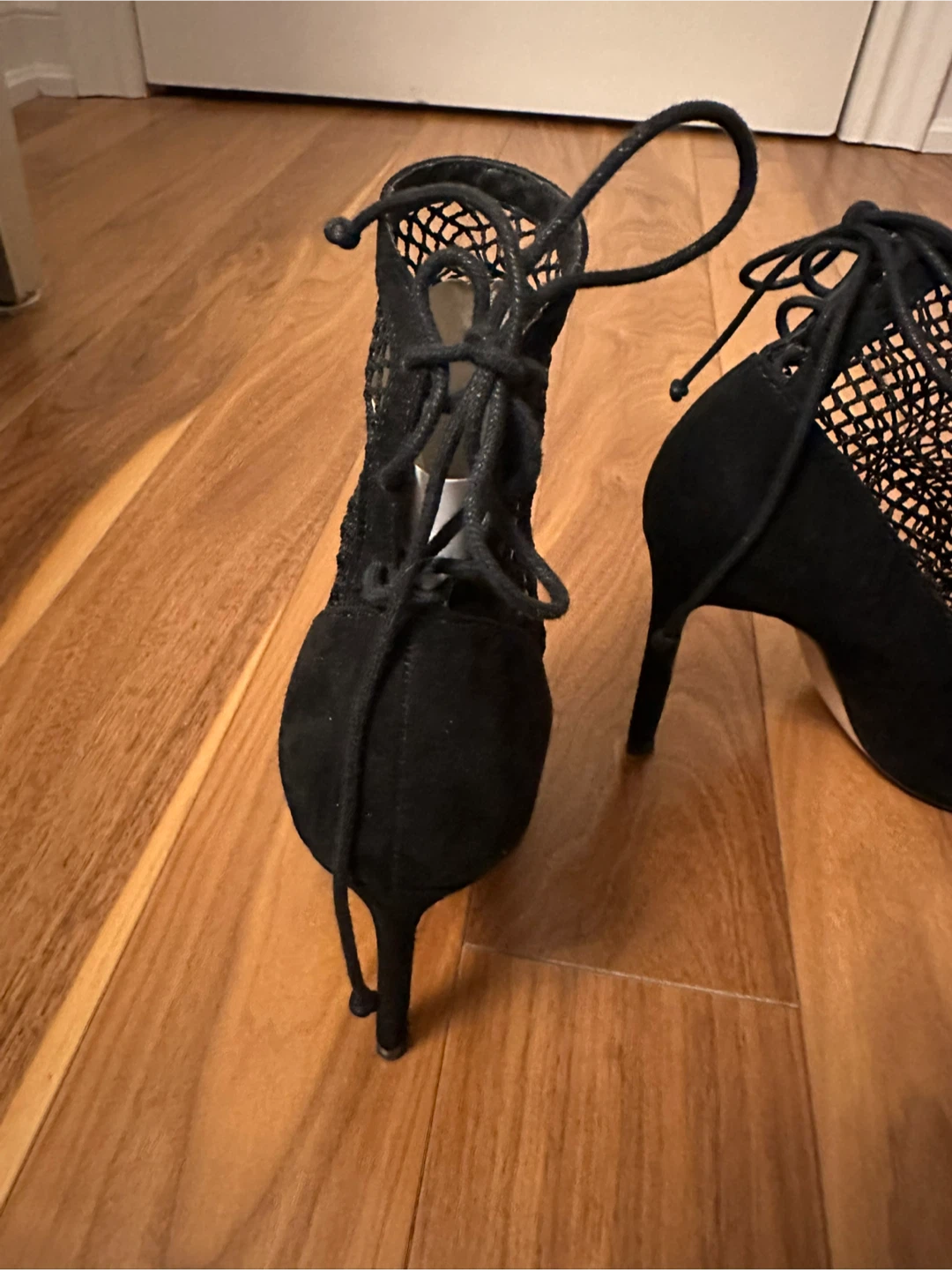 ZARA Black Mesh Suede Stiletto Ankle Boots - Size 35 - photo 3