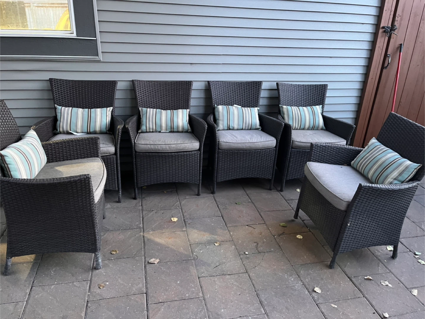 Set of 6 Wicker Patio Chairs with Cushions 🏆