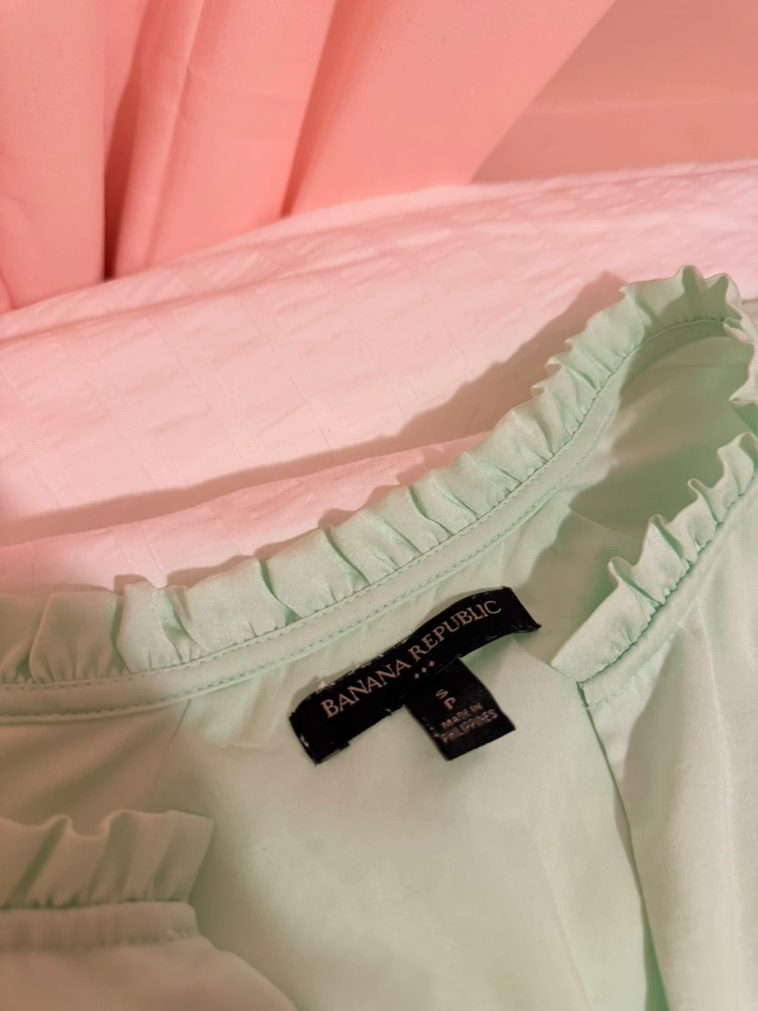 🏆Banana Republic Mint Green Tiered Ruffle Dress Size P - photo 4