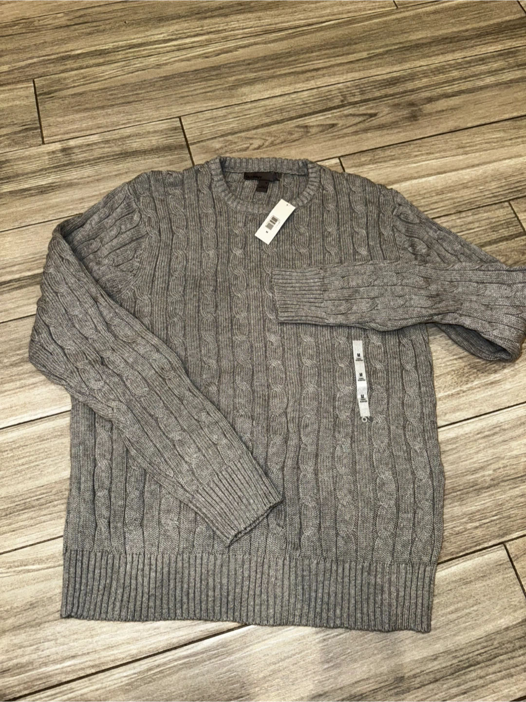 🏆VINTAGE Old Navy Gray Cable Knit Sweater - Men's Medium - photo 2