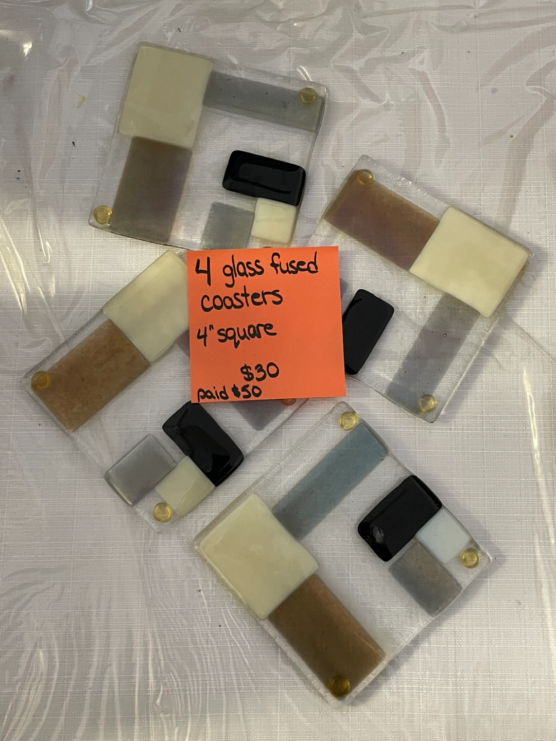 Set of 4 Glass Fused Coasters - photo 2
