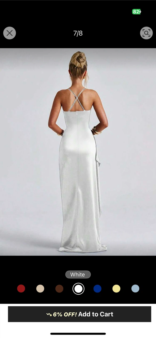 White Maxi Dress with Slit - photo 3