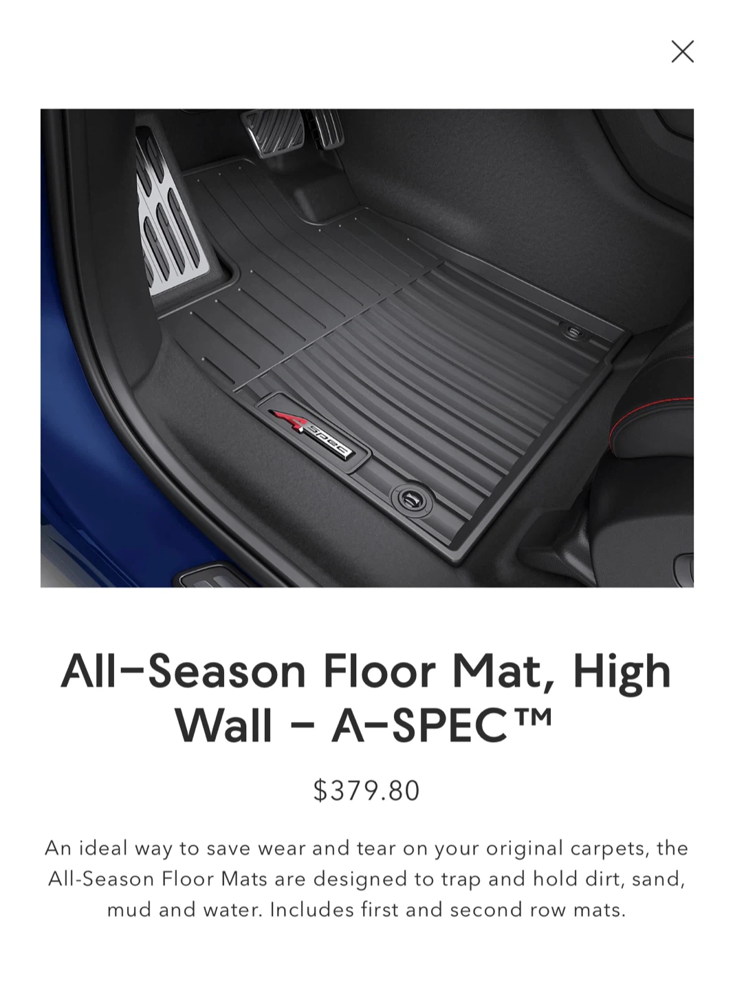 22-26 Acura MDX A-SPEC Genuine All-Season Floor Mats