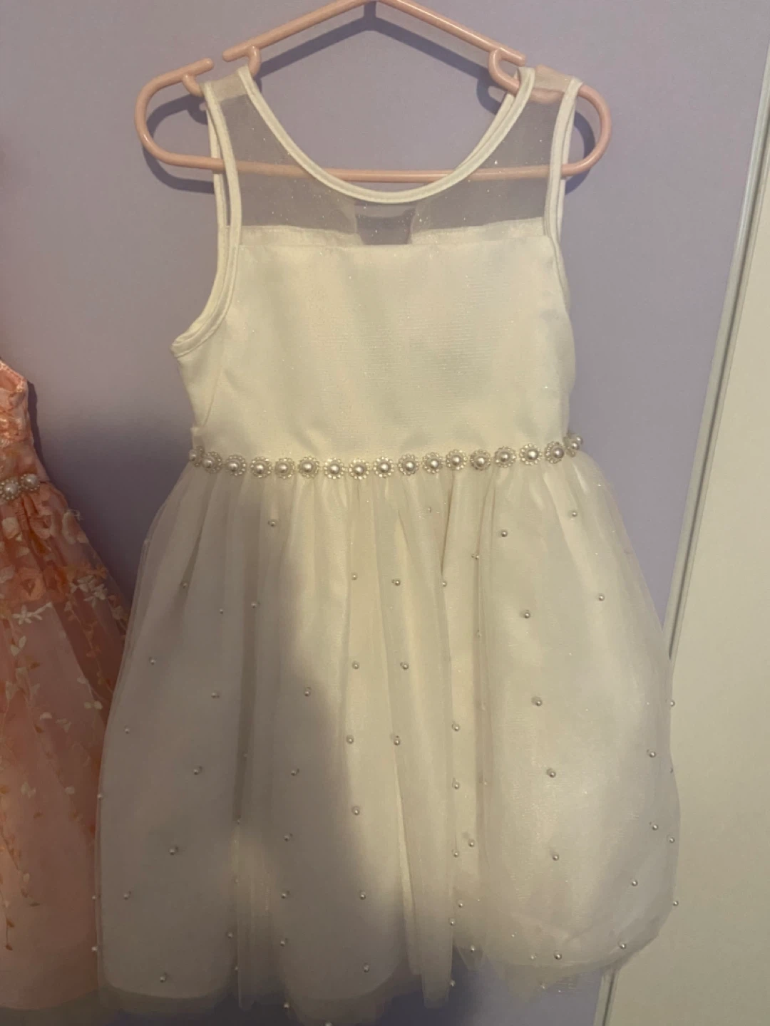 Girls' Pink  and white Embroidered Party Dress - photo 2