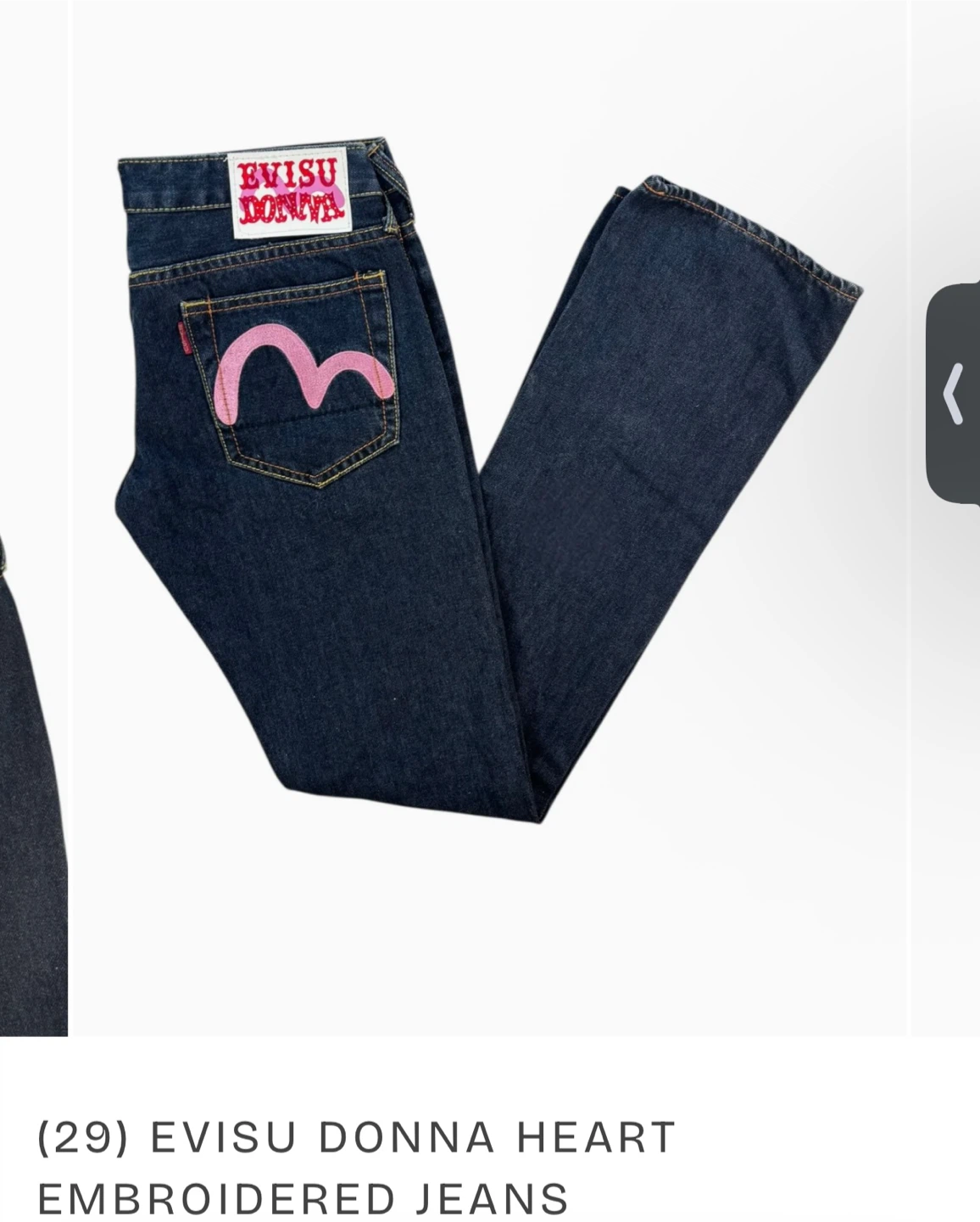 Evisu Donna Heart Embroidered Jeans Size 29 - photo 3