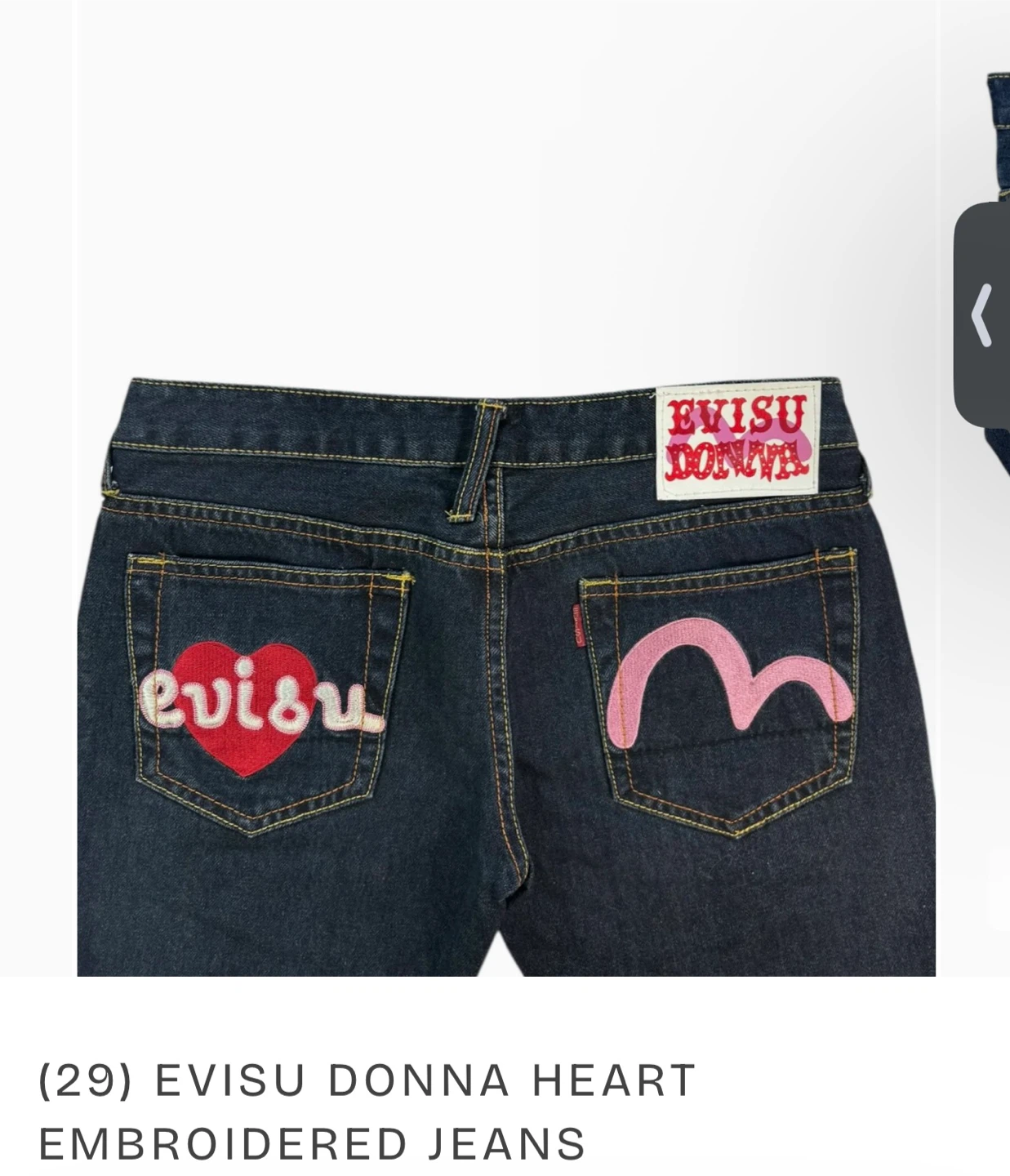 Evisu Donna Heart Embroidered Jeans Size 29 - photo 2