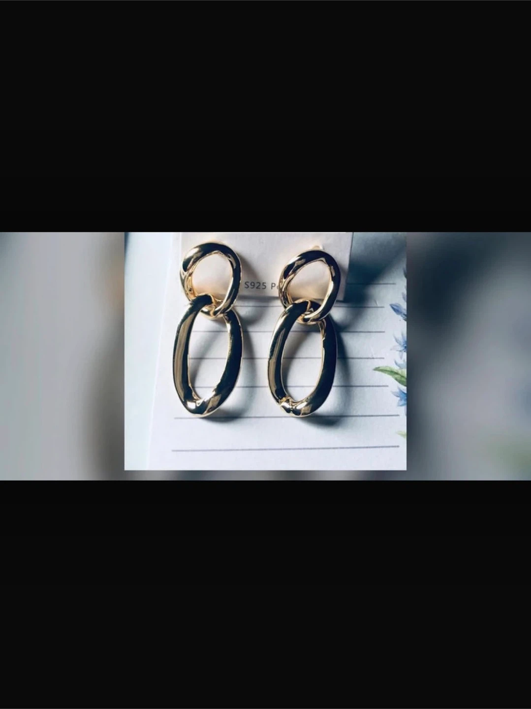 MLSJ Gold Tone Oval Link Earrings