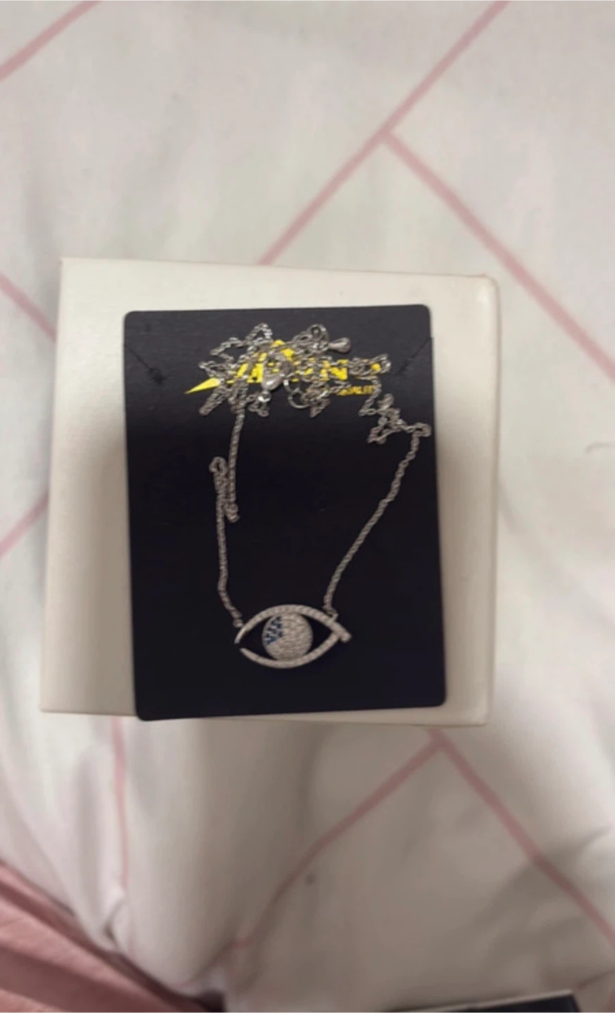 Silver Evil Eye Necklace with Crystals