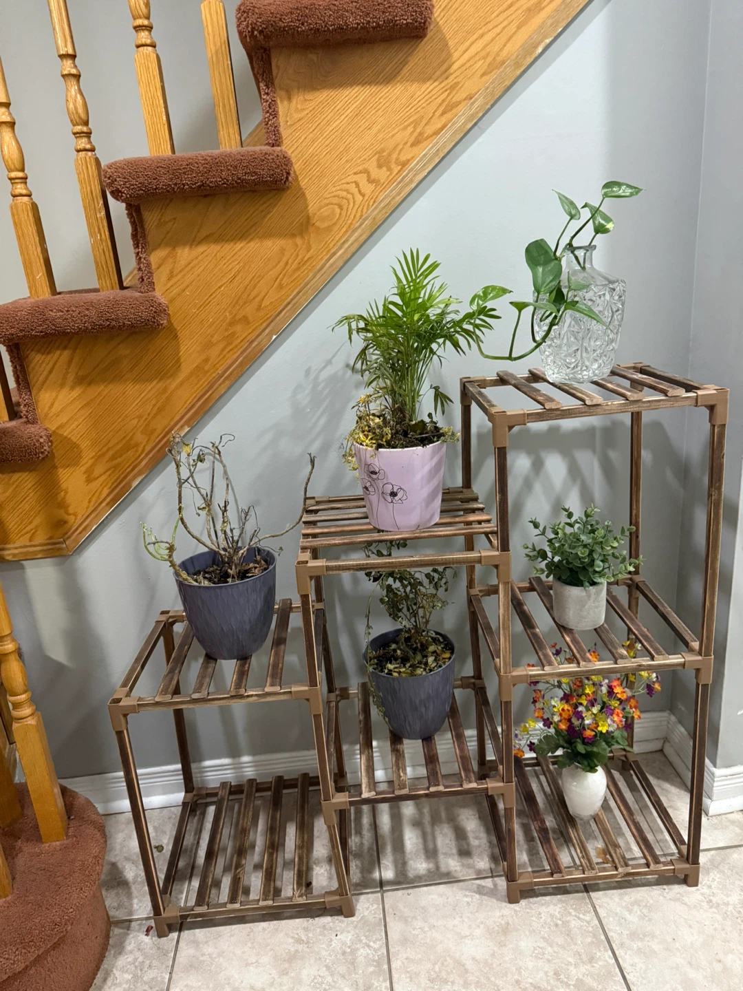 Wooden Plant Stand Tiered Shelf