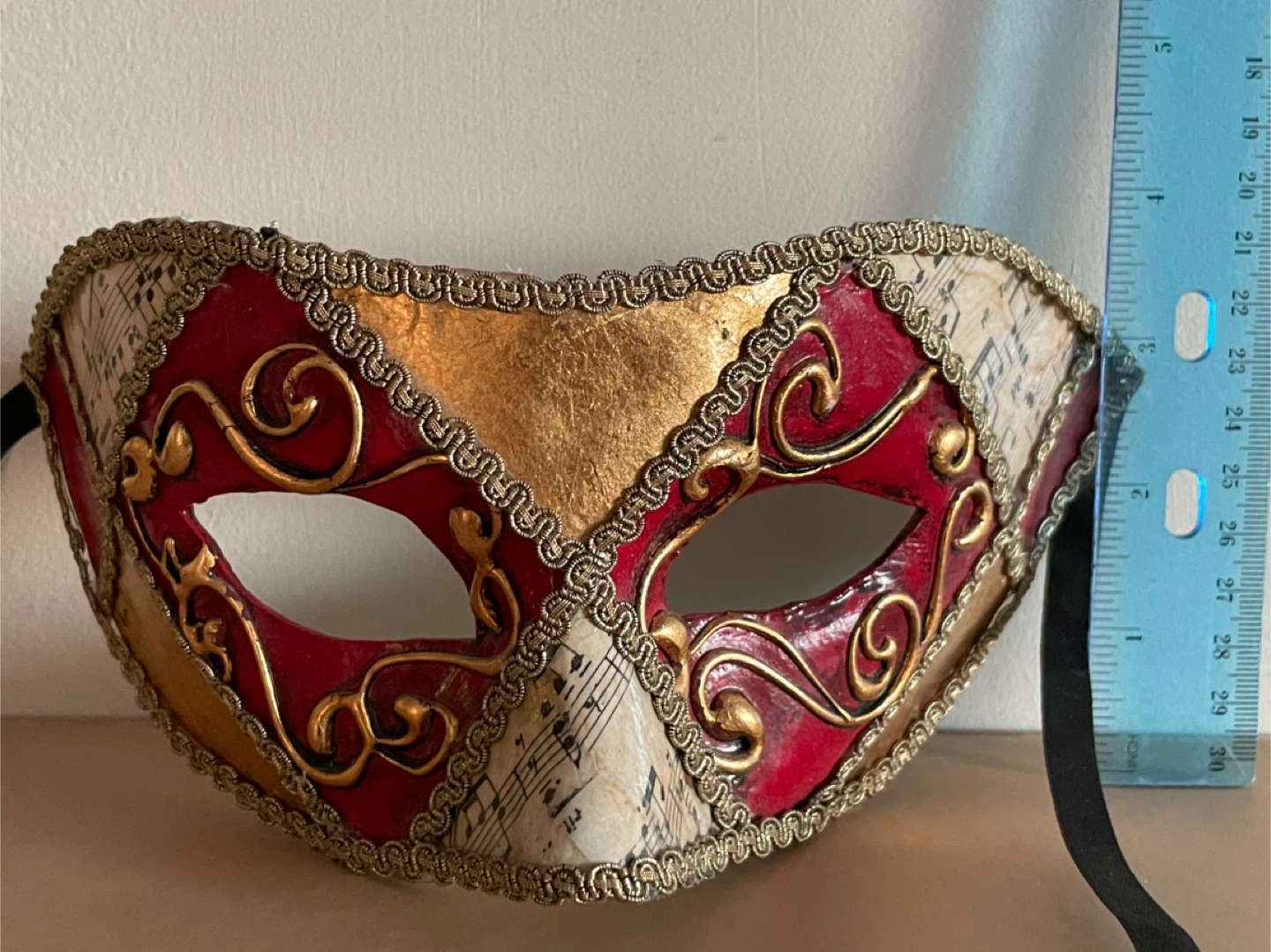 Decorative Masquerade Mask with Sheet Music Design from Italy