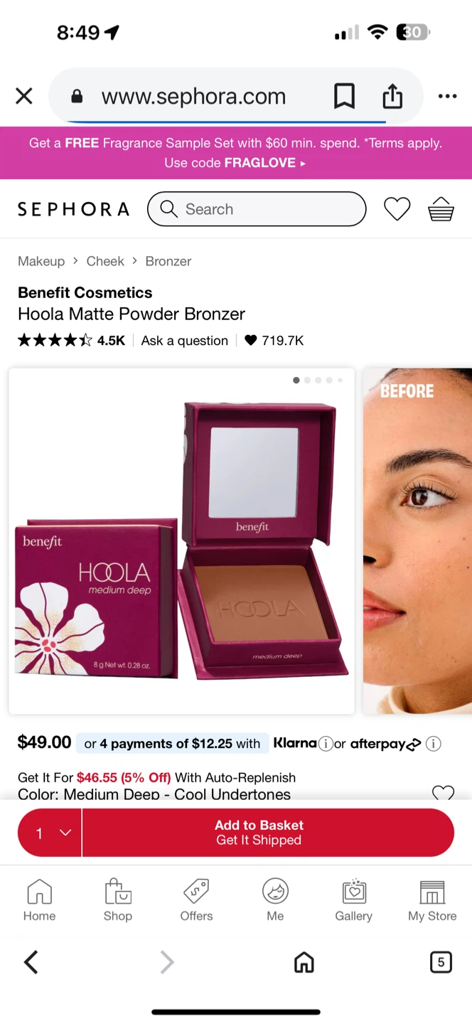 New Benefit Cosmetics Hoola Matte Powder Bronzer in Medium Deep - photo 4