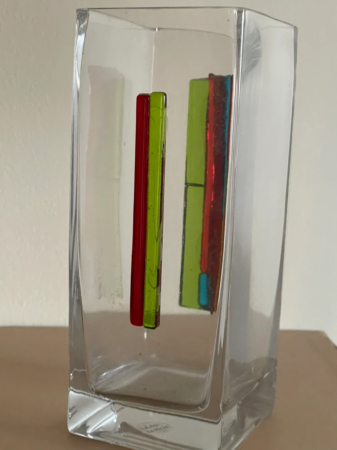 Decorative Glass Vase with Colorful Insert
