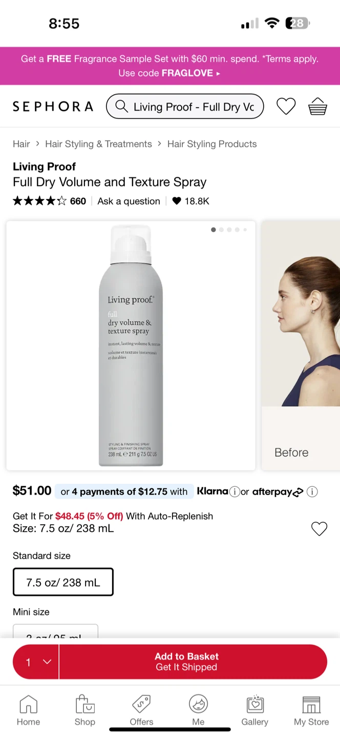 New Living Proof Full Dry Volume & Texture Spray 7.5 oz - photo 3