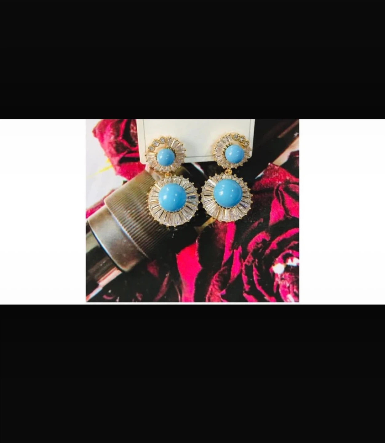 Turquoise and Crystal Stud Earrings
