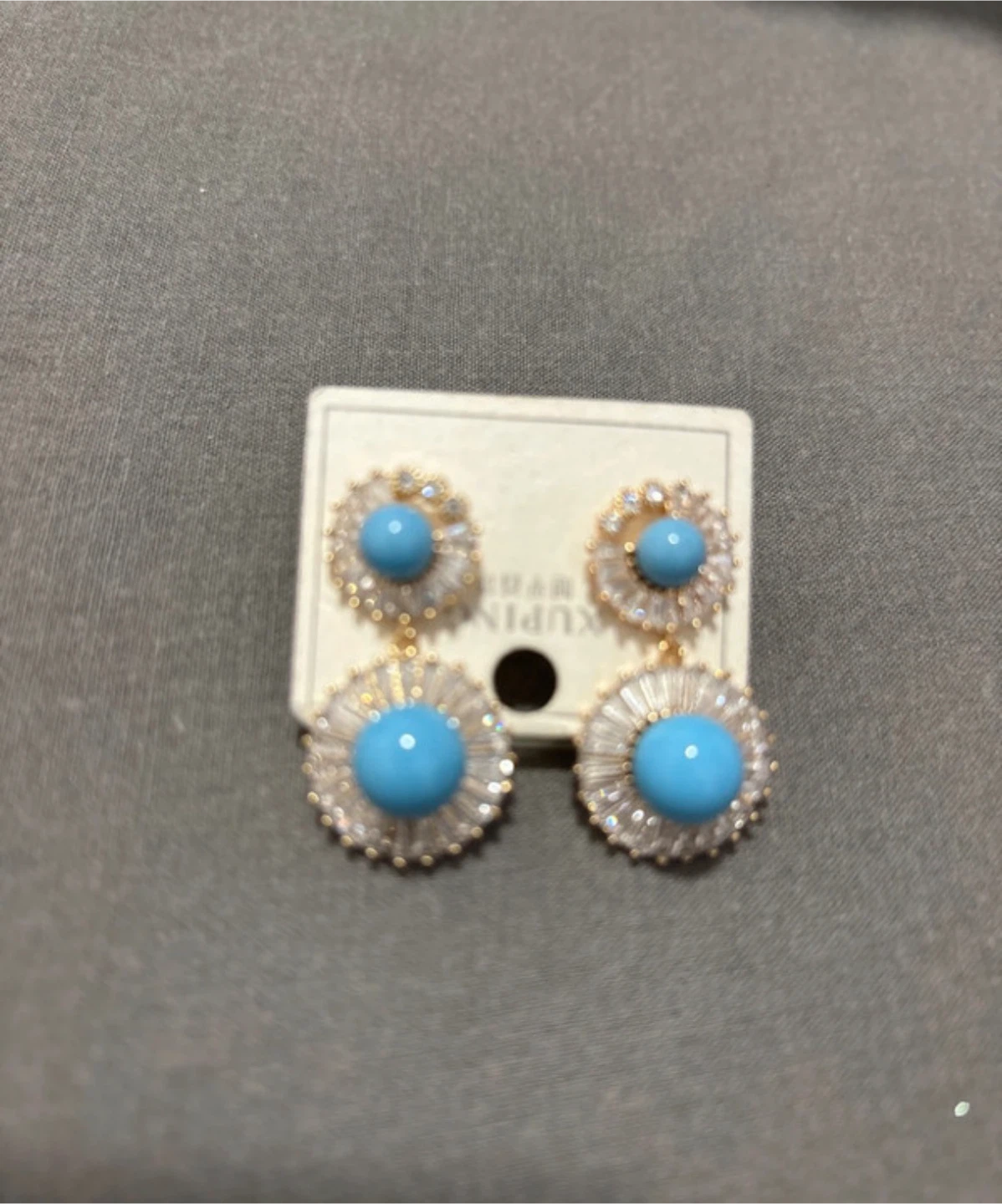 Turquoise and Crystal Stud Earrings - photo 2