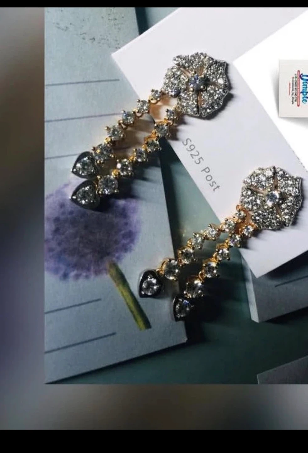 Sparkly Drop Earrings with S925 Post