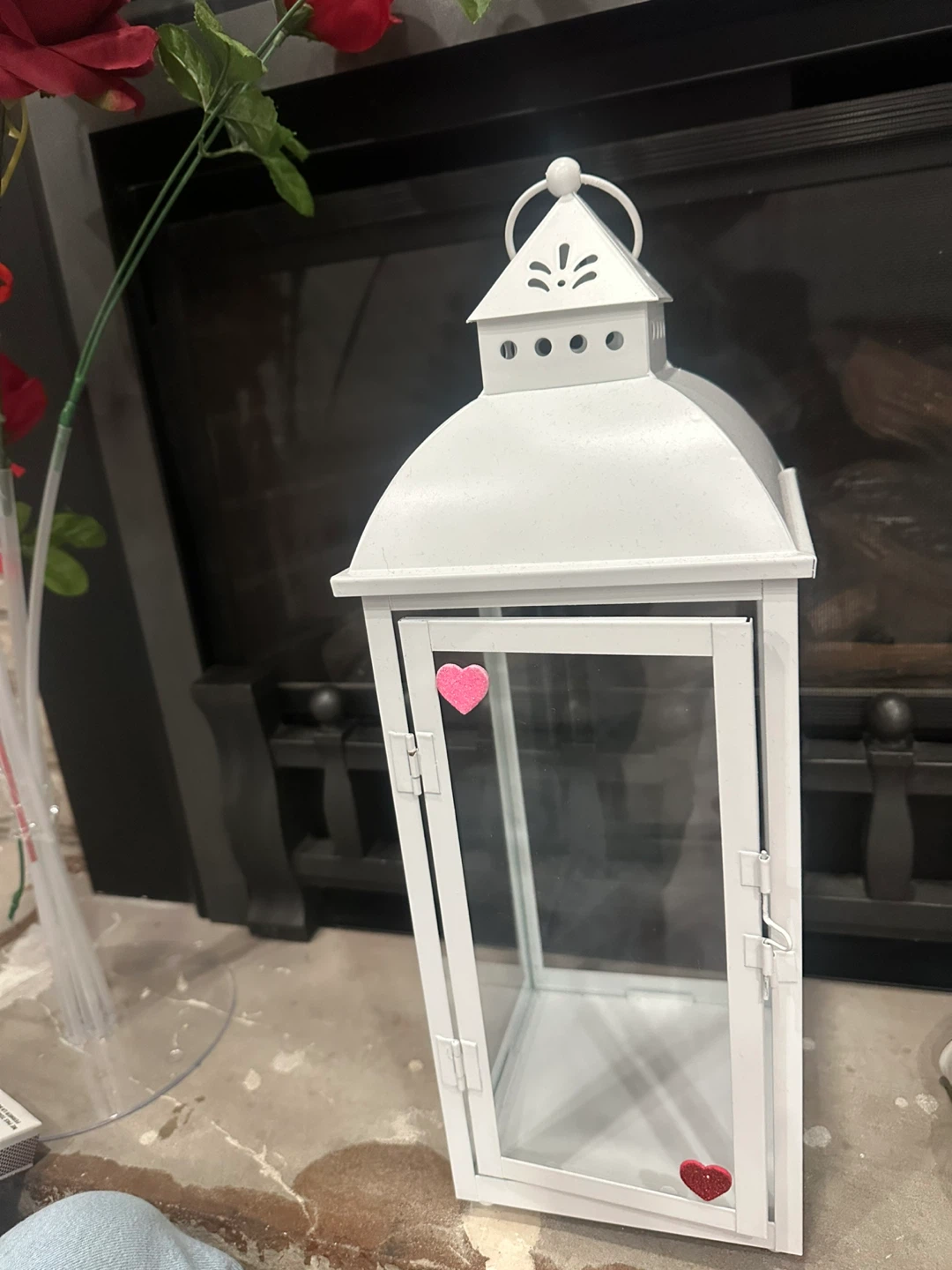 White decorative lantern with heart accents - photo 3
