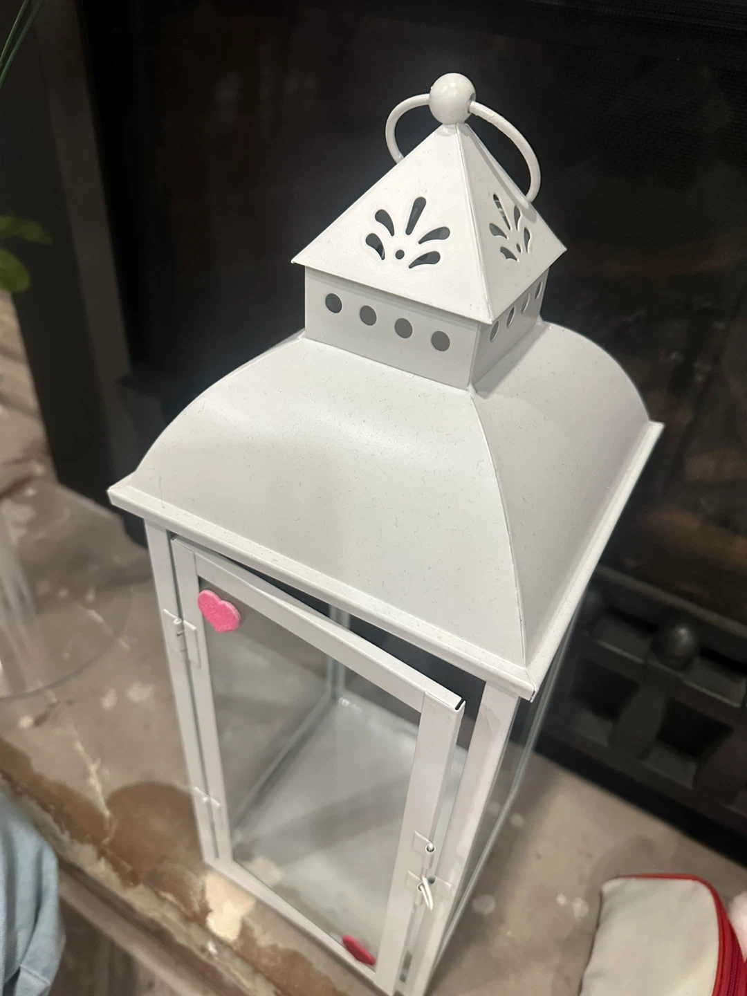 White decorative lantern with heart accents - photo 2