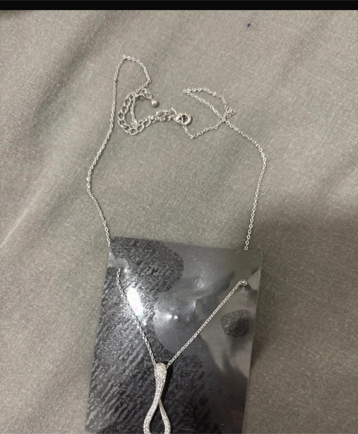 Silver Chain Necklace with Sparkly Pendant