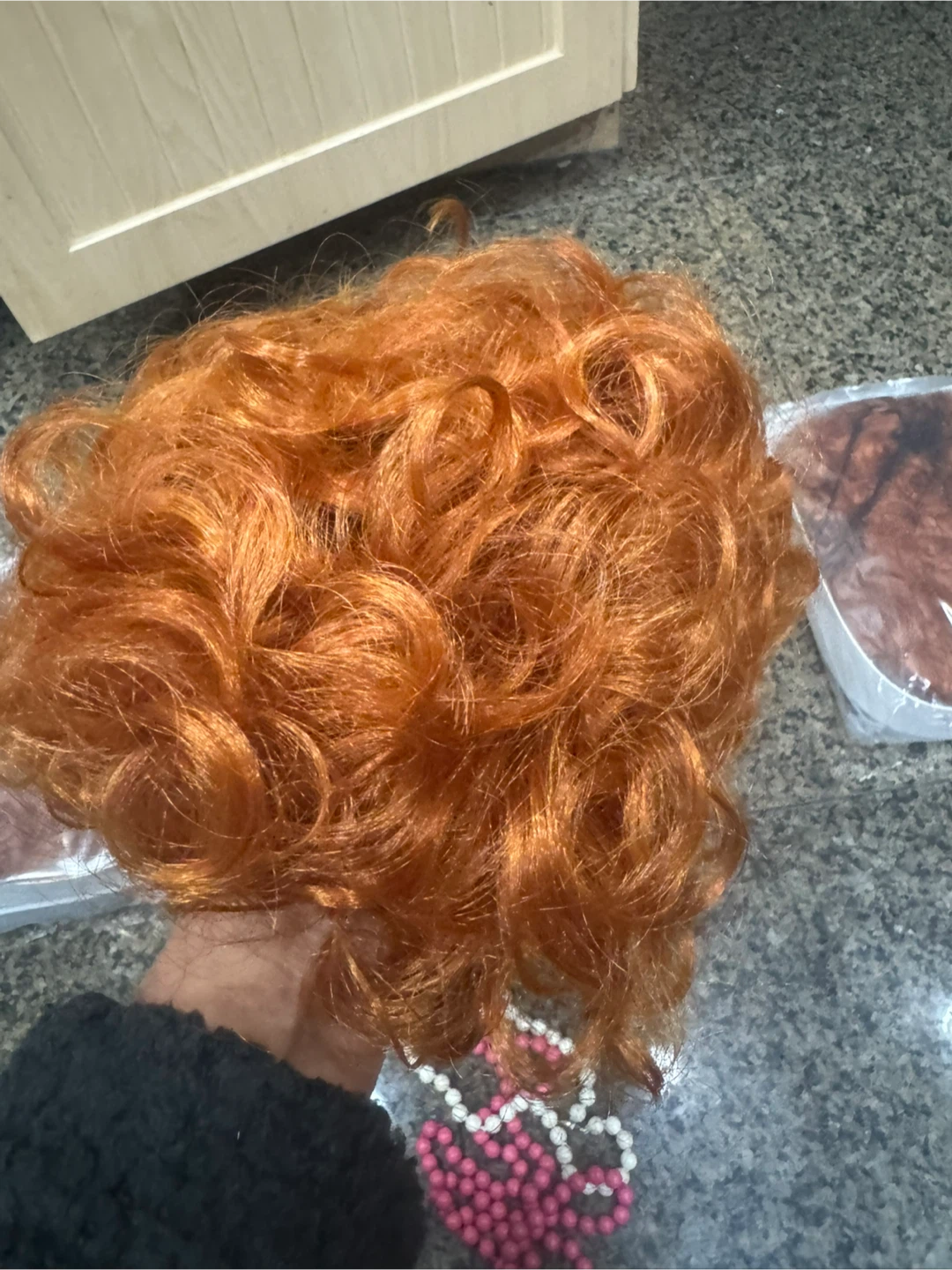 Orange Curly Wig and Beaded Necklaces Set 🏆 - photo 3