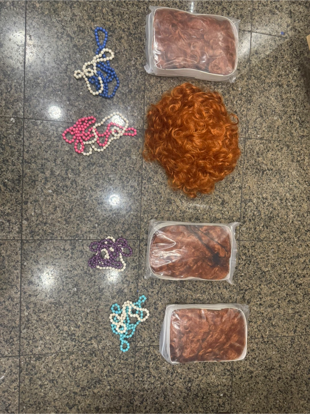 Orange Curly Wig and Beaded Necklaces Set 🏆 - photo 2