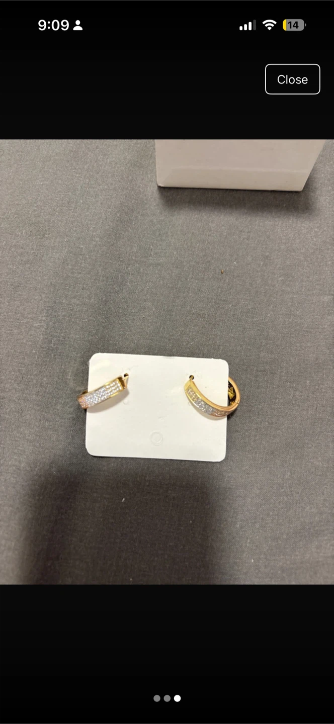 Gold Hoop Earrings with Sparkle Detail - photo 3