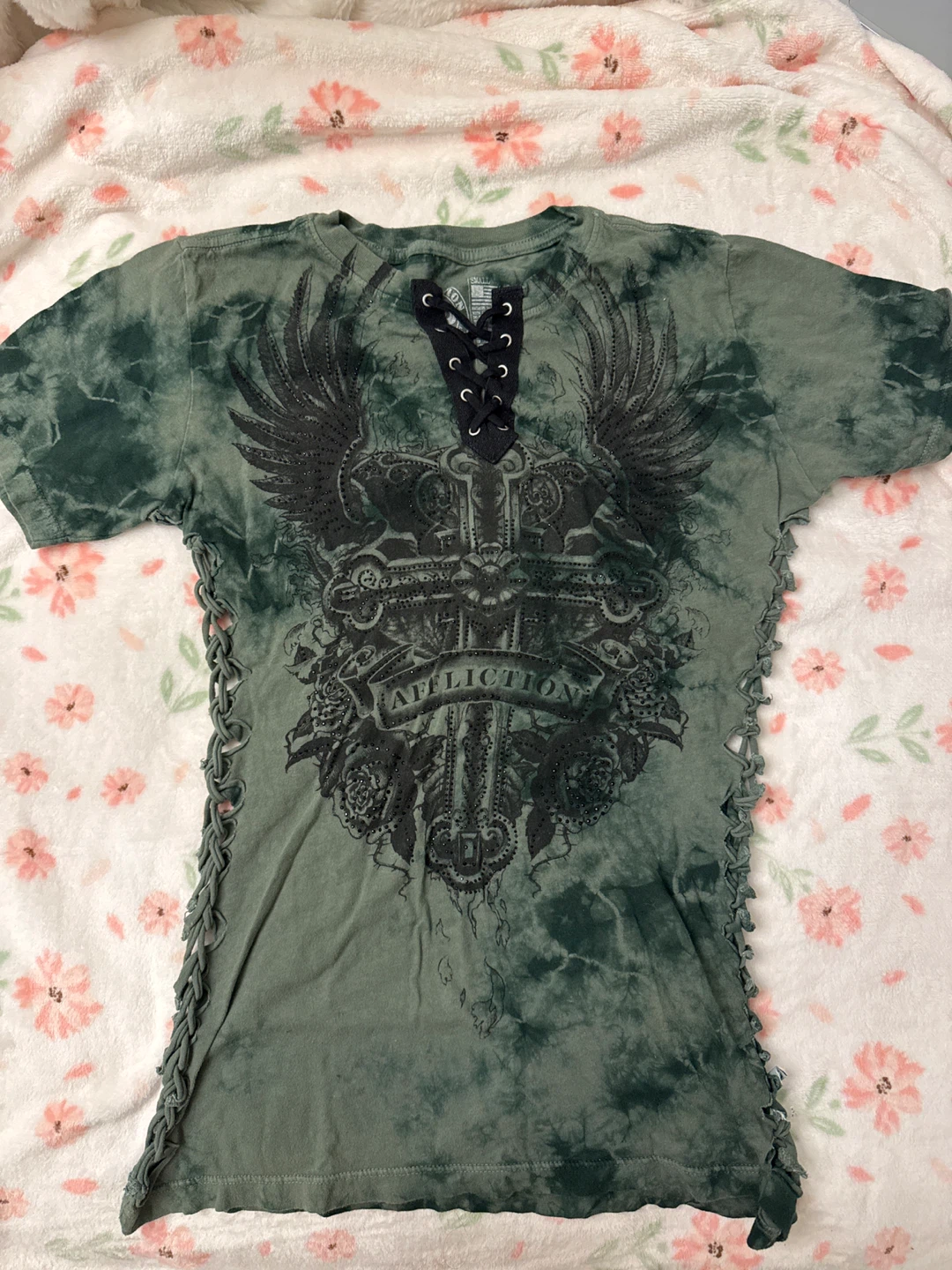 Affliction Tie-Dye Lace-Up T-Shirt