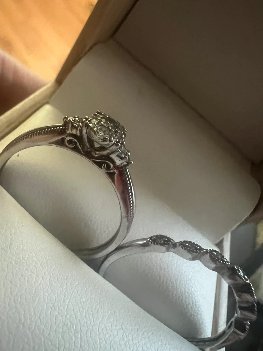 925 Silver Diamond Engagement Ring Set
