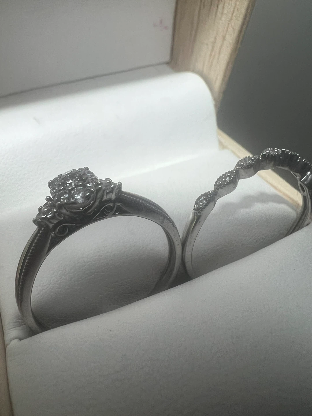 925 Silver Diamond Engagement Ring Set - photo 3