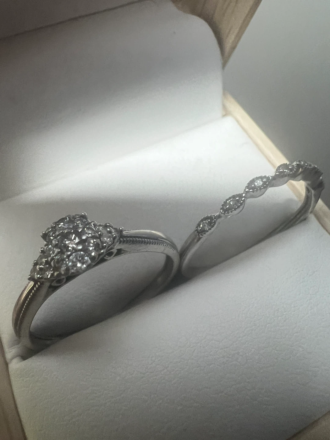 925 Silver Diamond Engagement Ring Set - photo 2