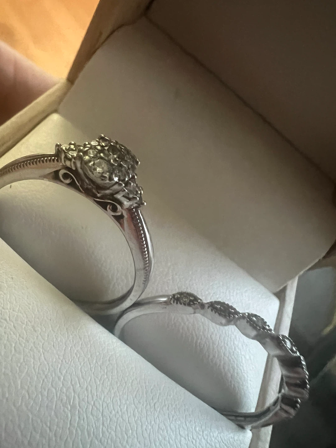 925 Silver Diamond Engagement Ring Set - photo 4