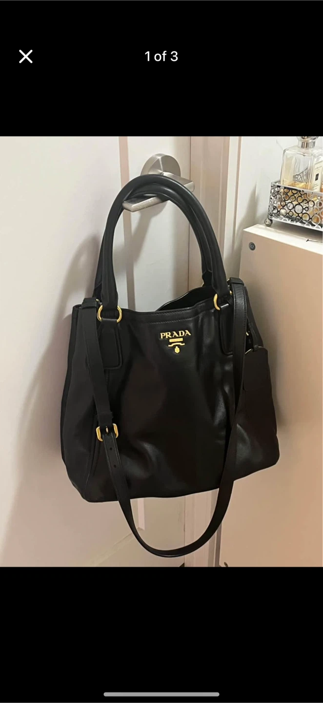 Prada Sacca 2 Manici Nero Leather Tote Bag