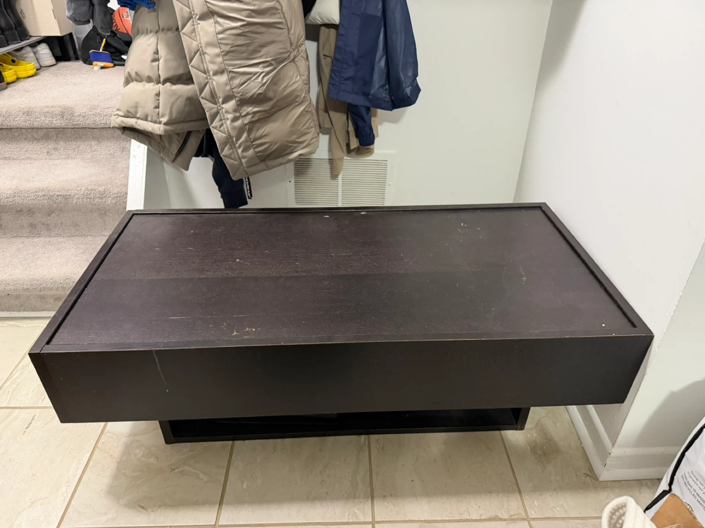 Dark Brown Storage Bench (coffee table)