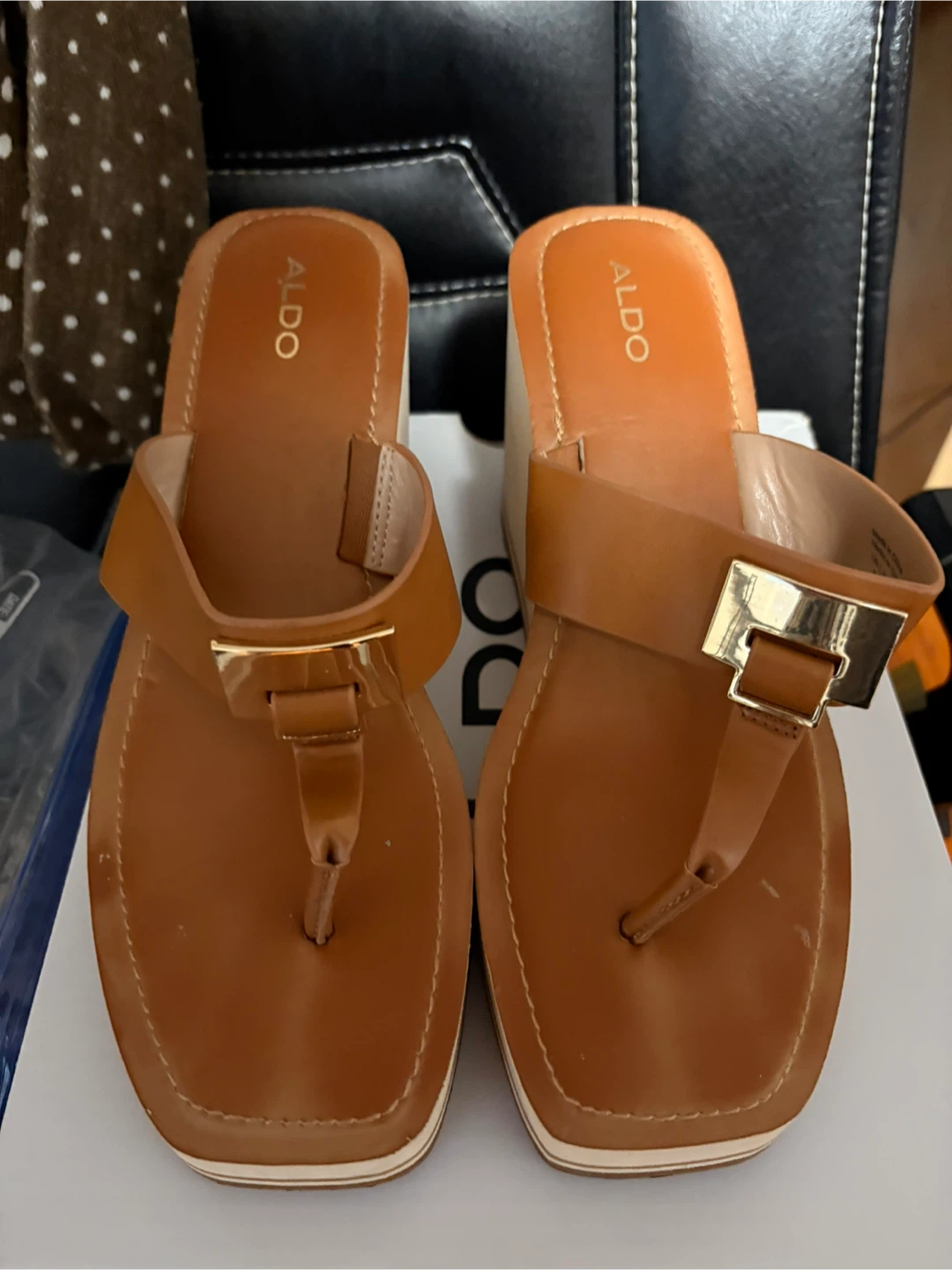 ALDO Women's Brown Wedge Thong Sandals - photo 2