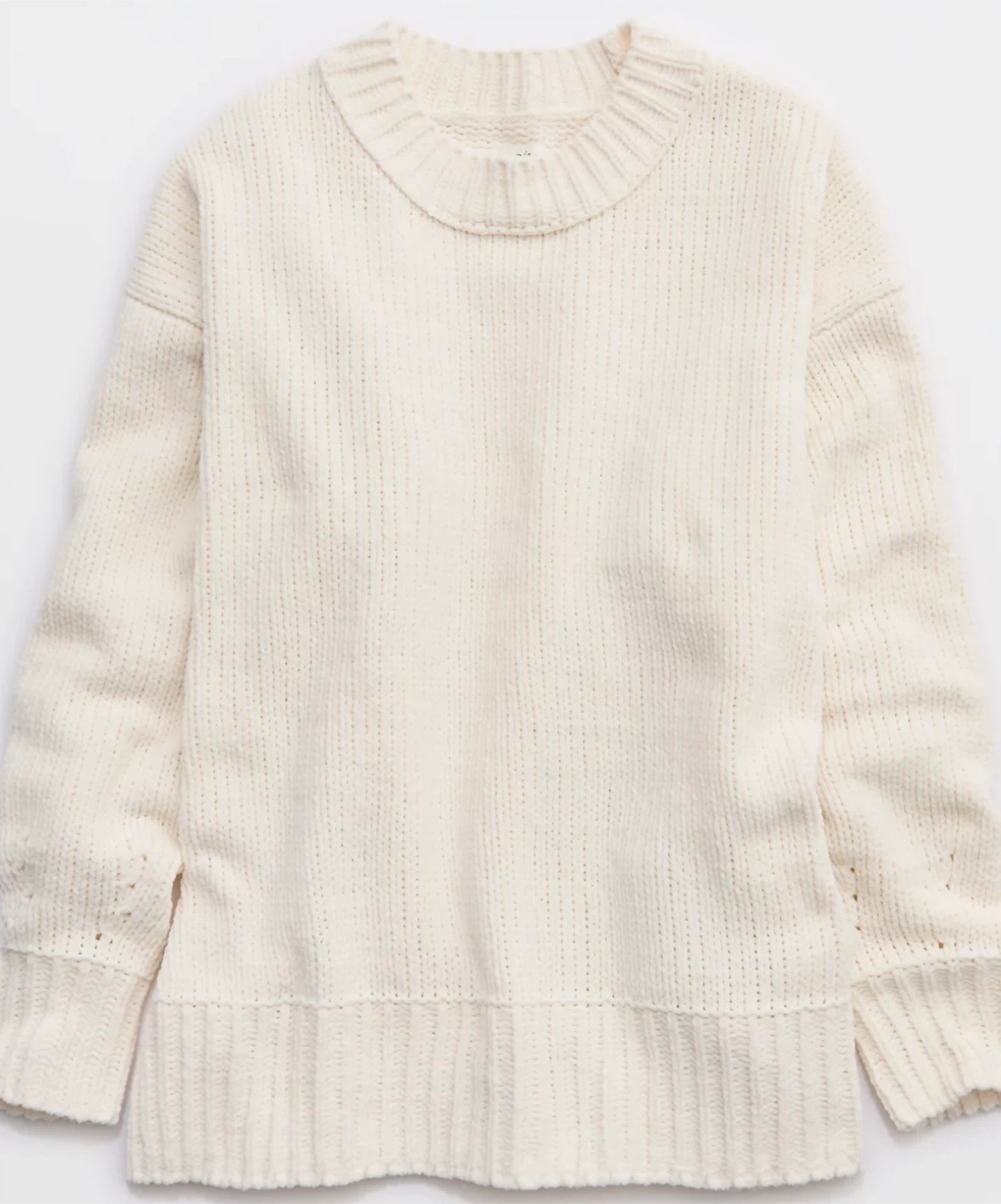 Aerie Like Candy Oversized Crew Neck Sweater Natural Size XXS 🏆 - photo 2