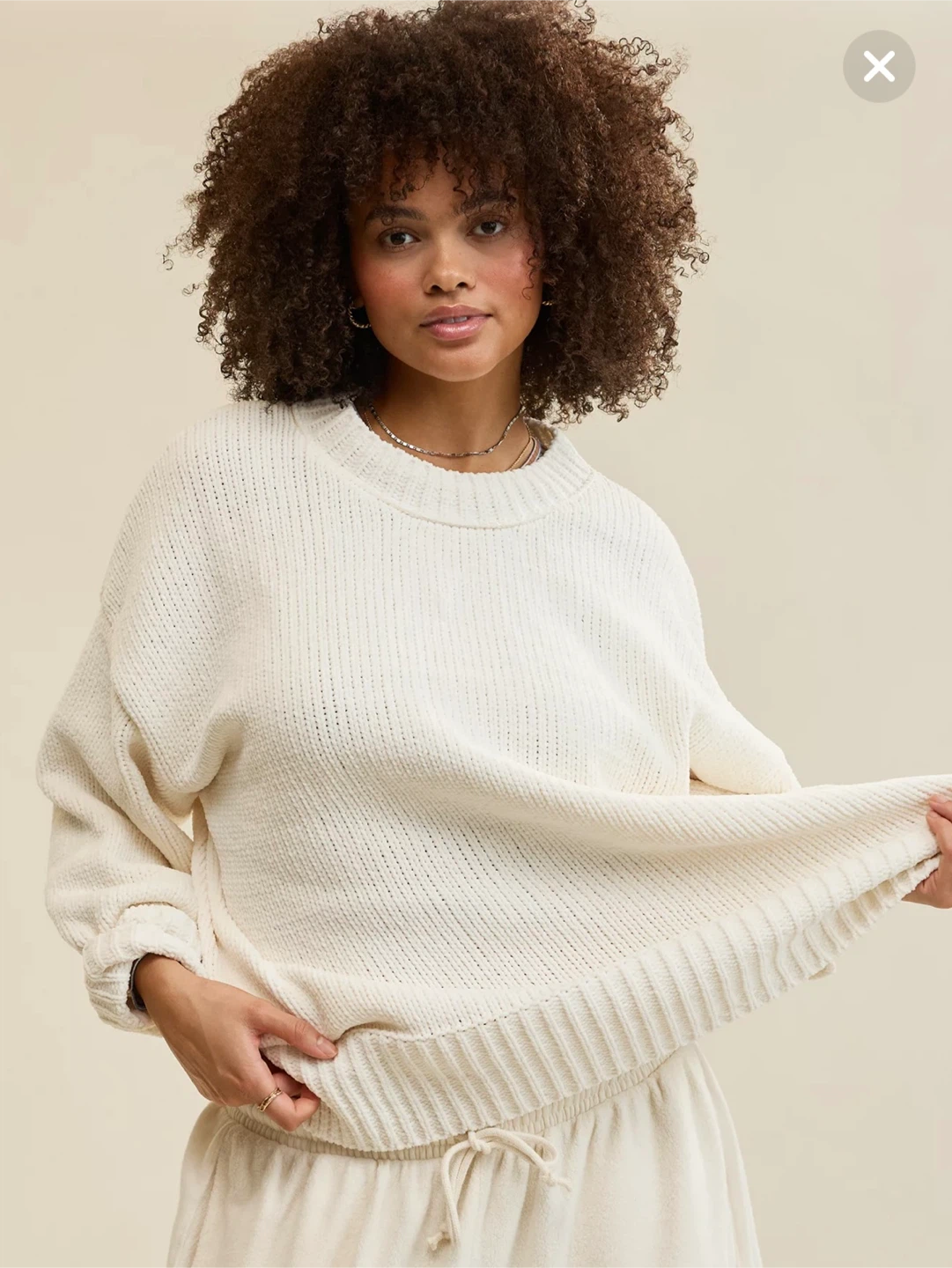 Aerie Like Candy Oversized Crew Neck Sweater Natural Size XXS 🏆