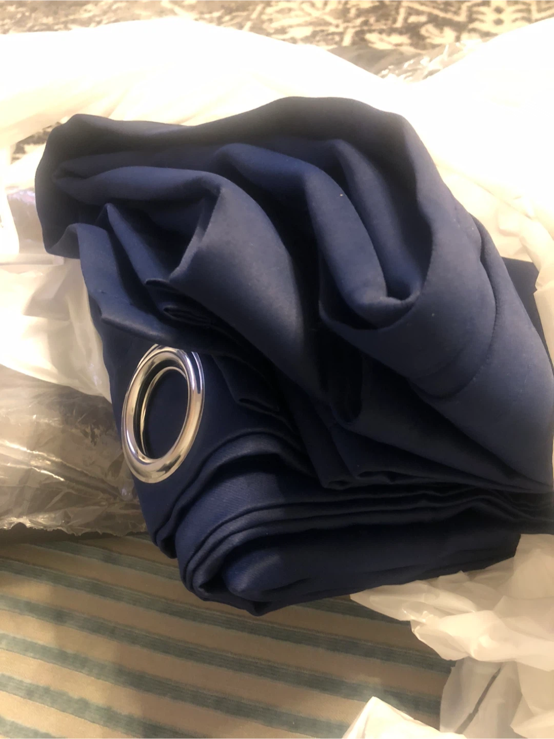 Next Navy Blue Eyelet Curtains 84 by 44" - photo 2