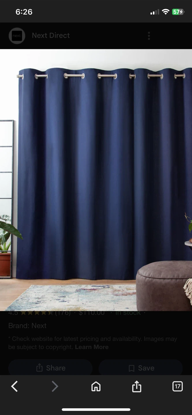 Next Navy Blue Eyelet Curtains 84 by 44"