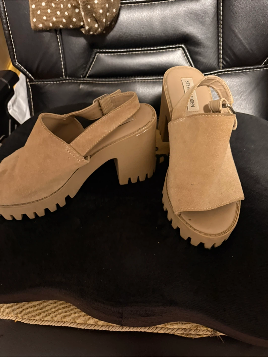 Steve Madden Women's Tan Suede Platform Heeled Sandals